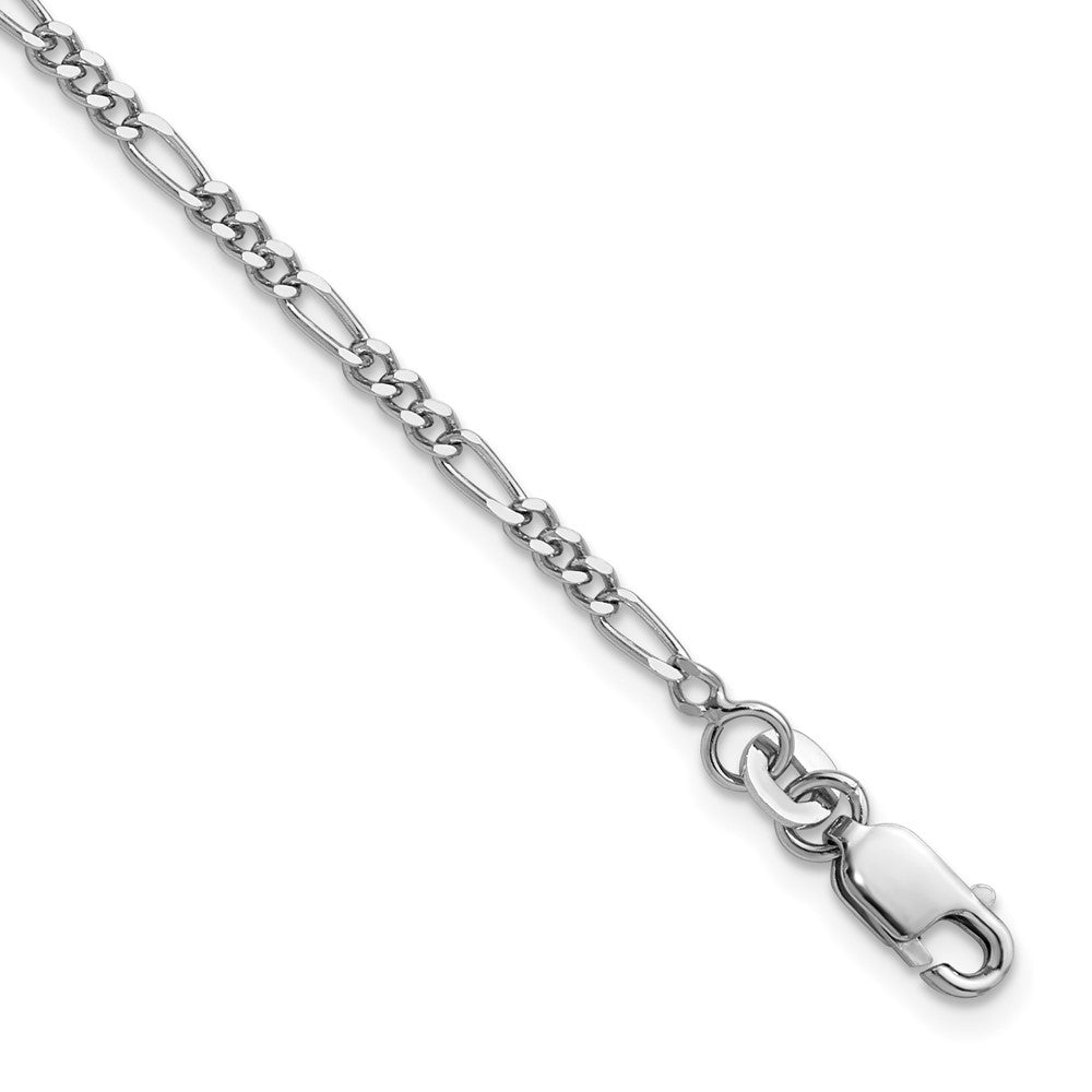 Sterling Silver Rhodium-plated 2.25mm Figaro Chain Bracelet 7"-10"