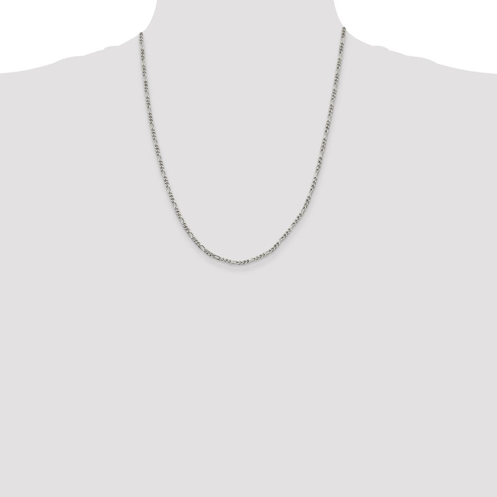 Sterling Silver 2.5mm Figaro Chain - Product Photo