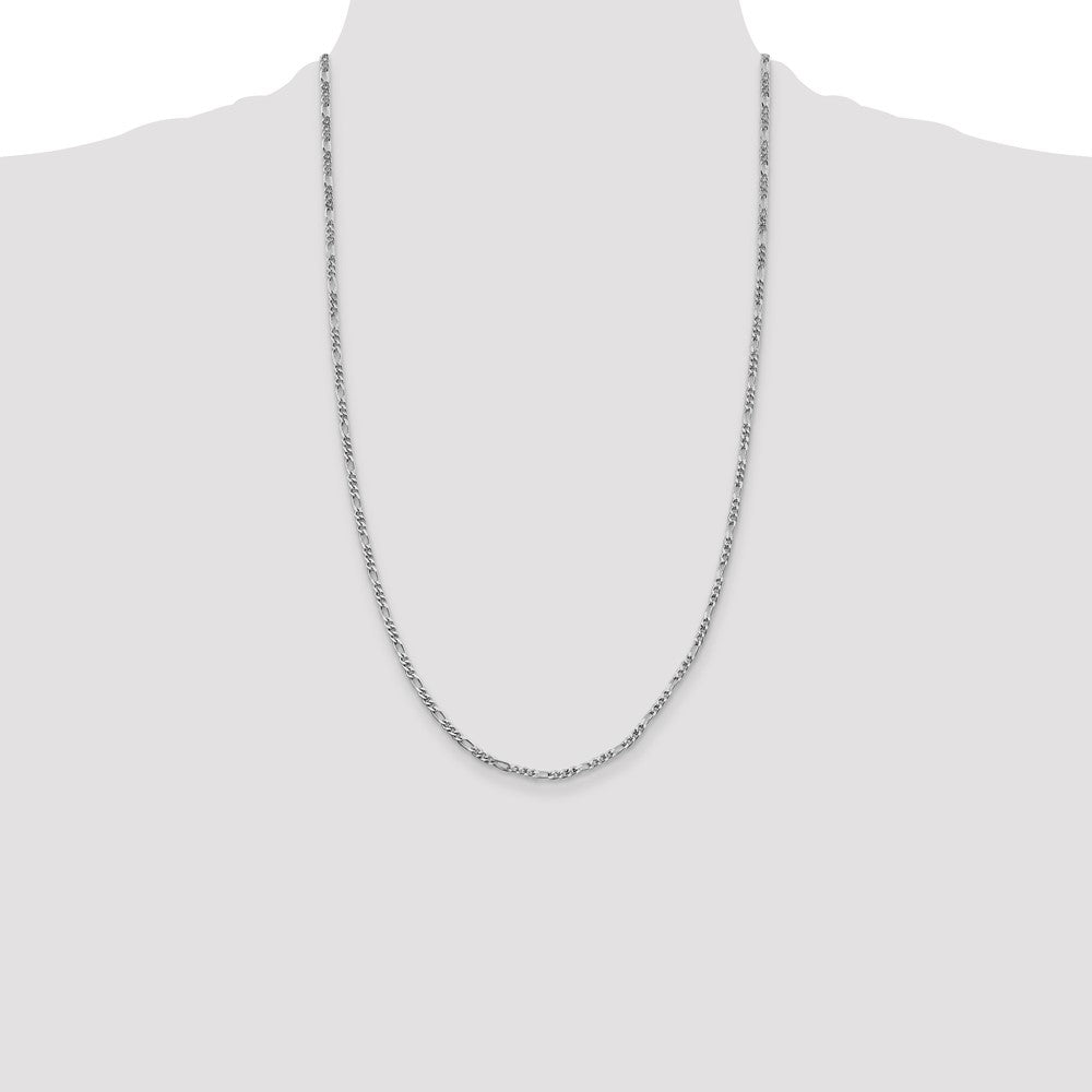 Sterling Silver Rhodium-plated 2.5mm Figaro Chain - Product Photo