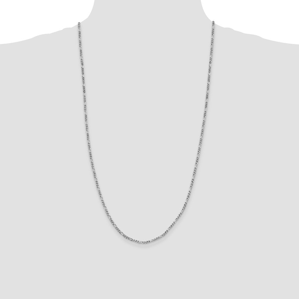 Sterling Silver Rhodium-plated 2.5mm Figaro Chain - Product Photo