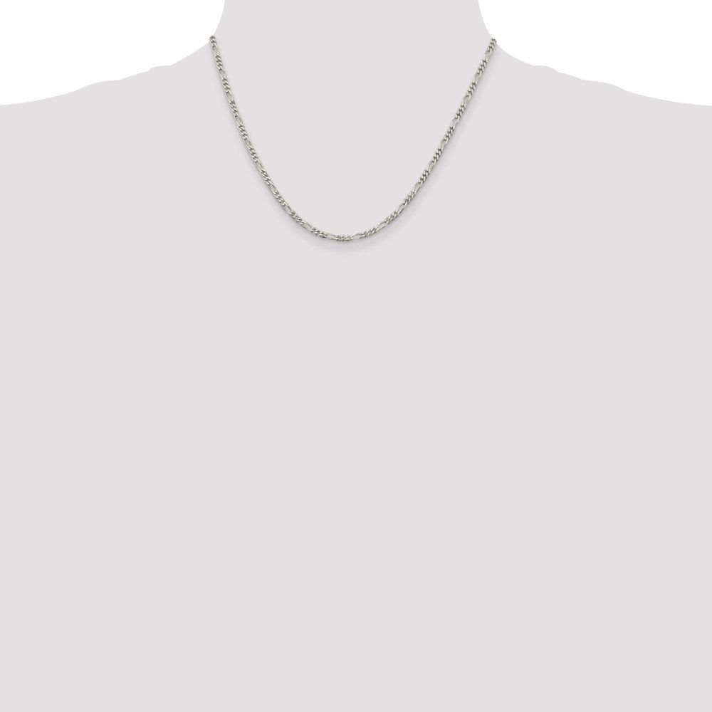 Sterling Silver 2.85mm Figaro Chain - Product Photo