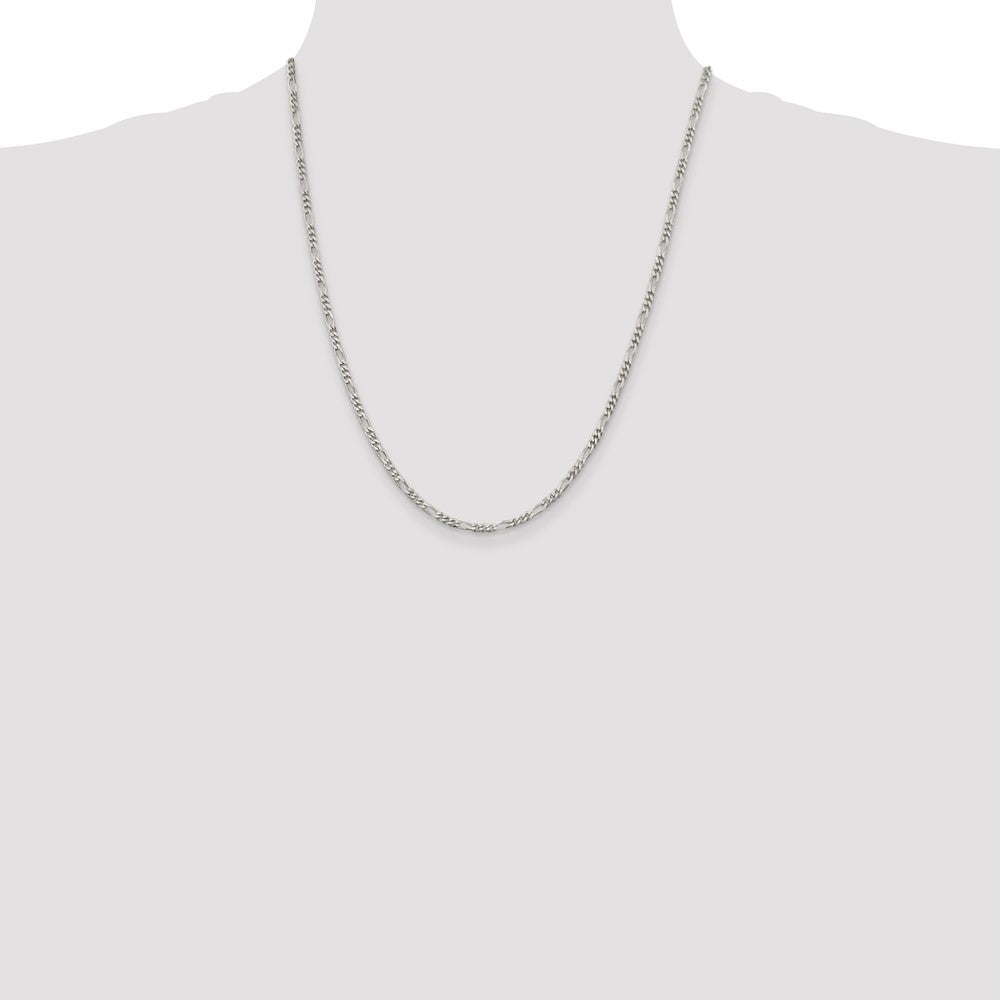 Sterling Silver 2.85mm Figaro Chain - Product Photo