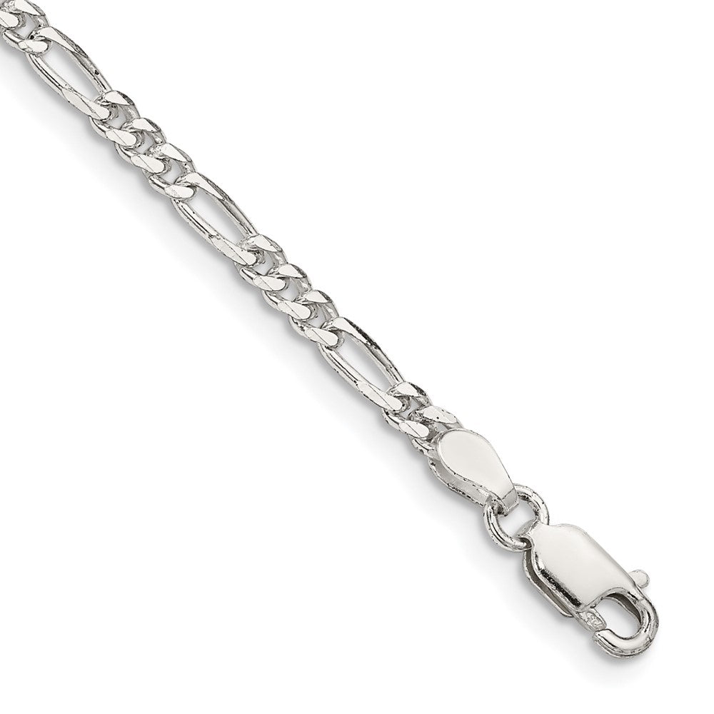 Sterling Silver 2.85mm Figaro Chain Bracelet 6"-10"