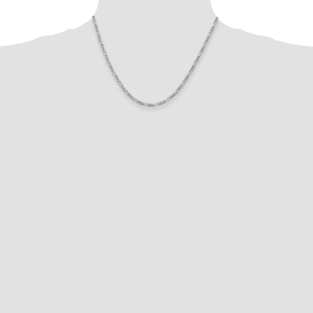 Sterling Silver Rhodium-plated 2.85mm Figaro Chain - Product Photo