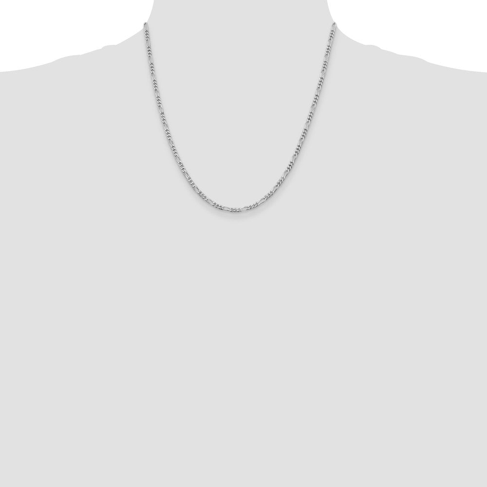 Sterling Silver Rhodium-plated 2.85mm Figaro Chain - Product Photo
