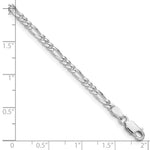 Sterling Silver Rhodium-plated 2.85mm Figaro Chain Anklet - Product Photo