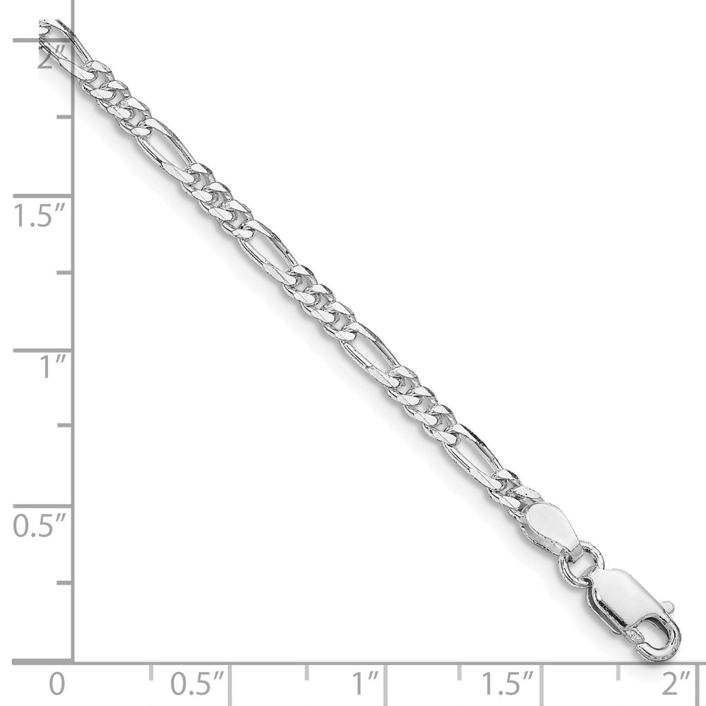 Sterling Silver Rhodium-plated 2.85mm Figaro Chain Anklet - Product Photo
