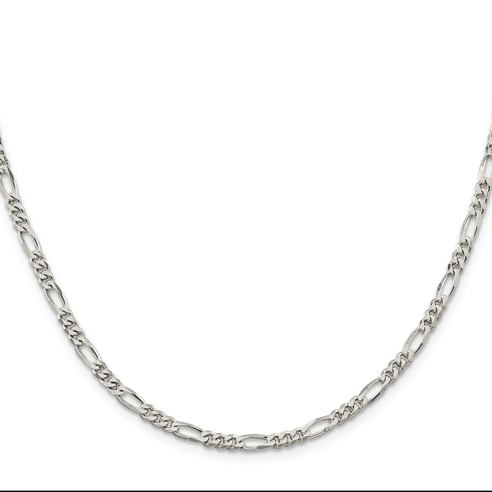 Sterling Silver Rhodium-plated 3.5mm Figaro Chain - Product Photo