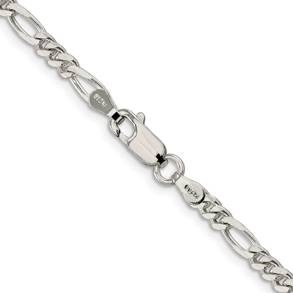 Sterling Silver Rhodium-plated 3.5mm Figaro Chain - Product Photo