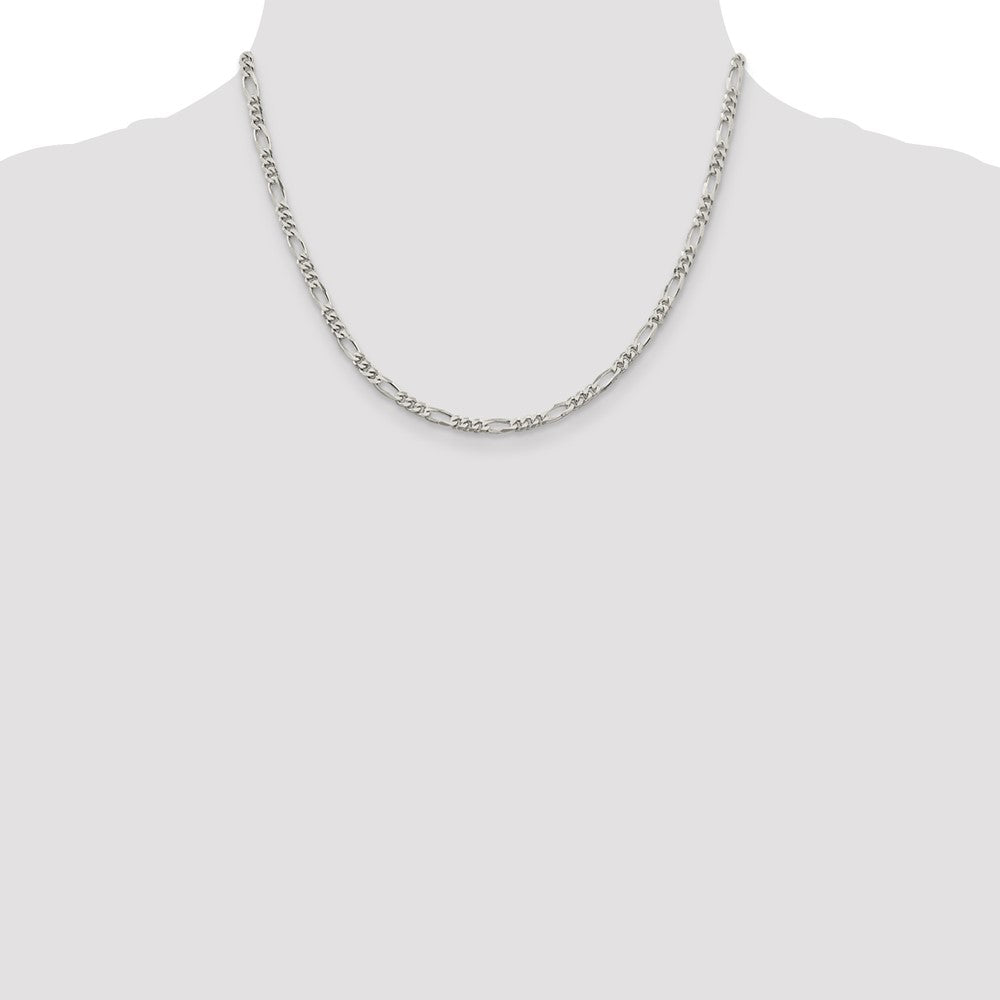 Sterling Silver Rhodium-plated 3.5mm Figaro Chain - Product Photo