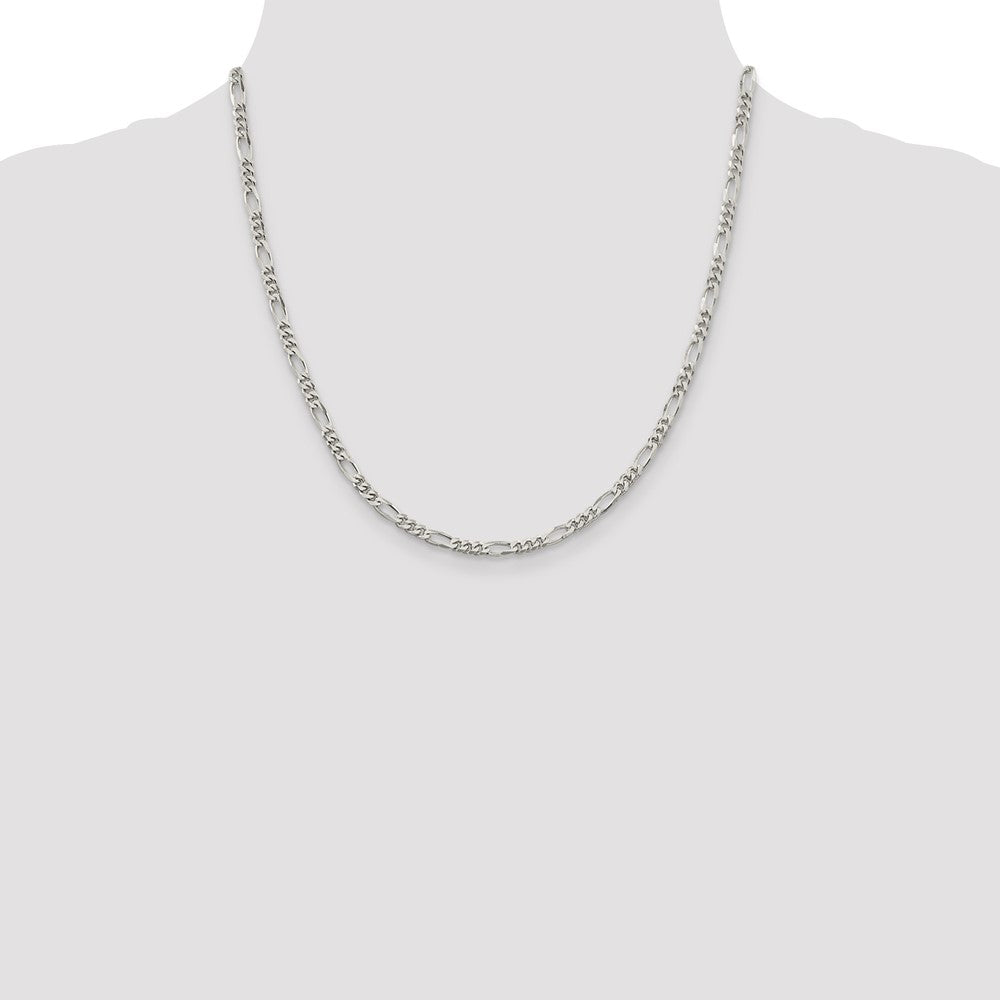 Sterling Silver Rhodium-plated 3.5mm Figaro Chain - Product Photo