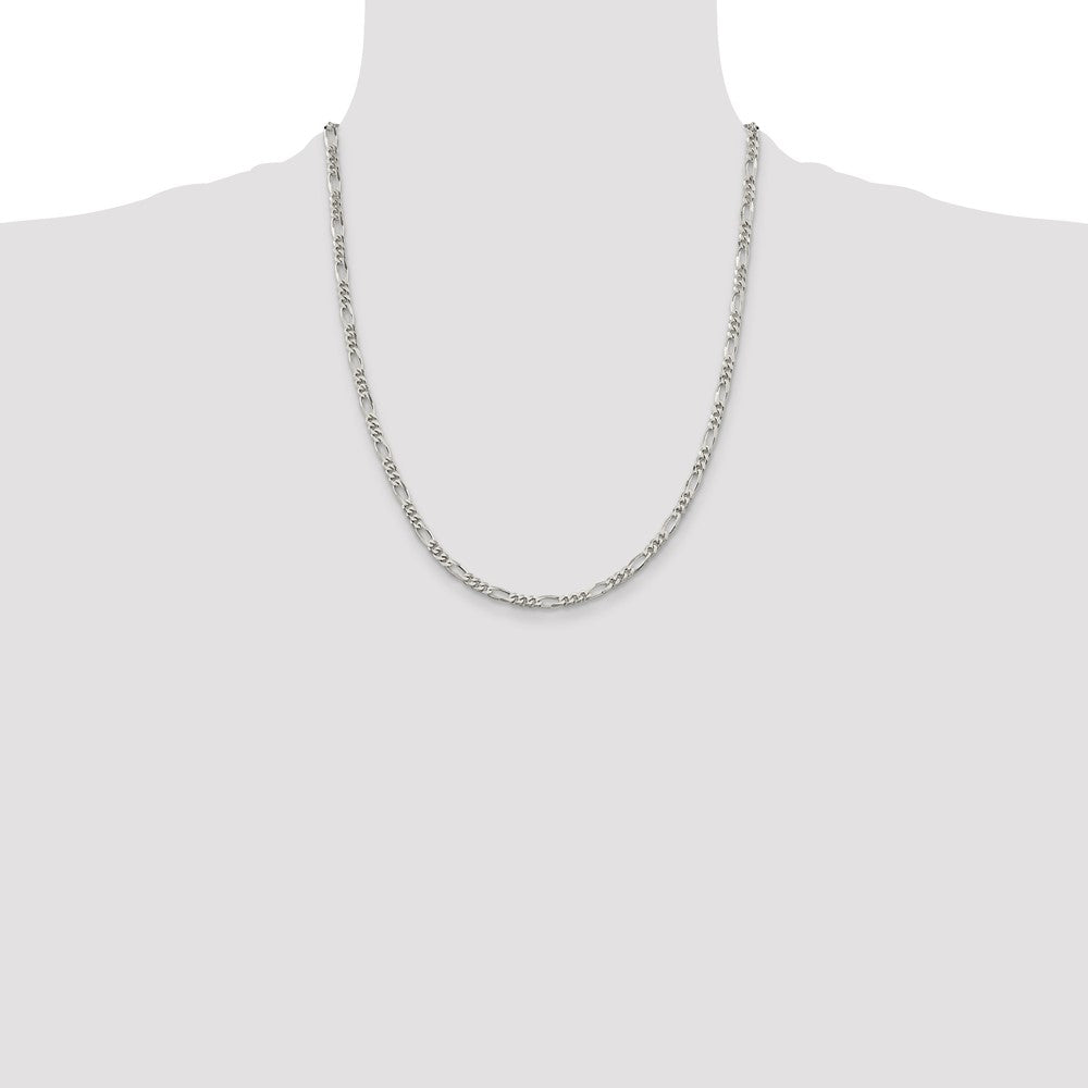 Sterling Silver Rhodium-plated 3.5mm Figaro Chain - Product Photo