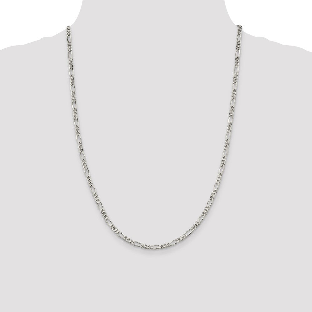 Sterling Silver Rhodium-plated 3.5mm Figaro Chain - Product Photo