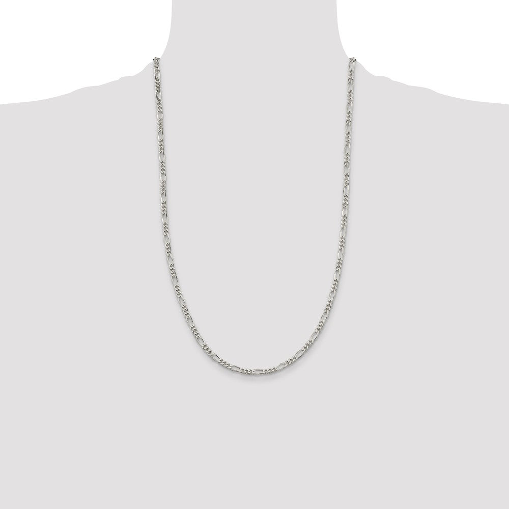 Sterling Silver Rhodium-plated 3.5mm Figaro Chain - Product Photo