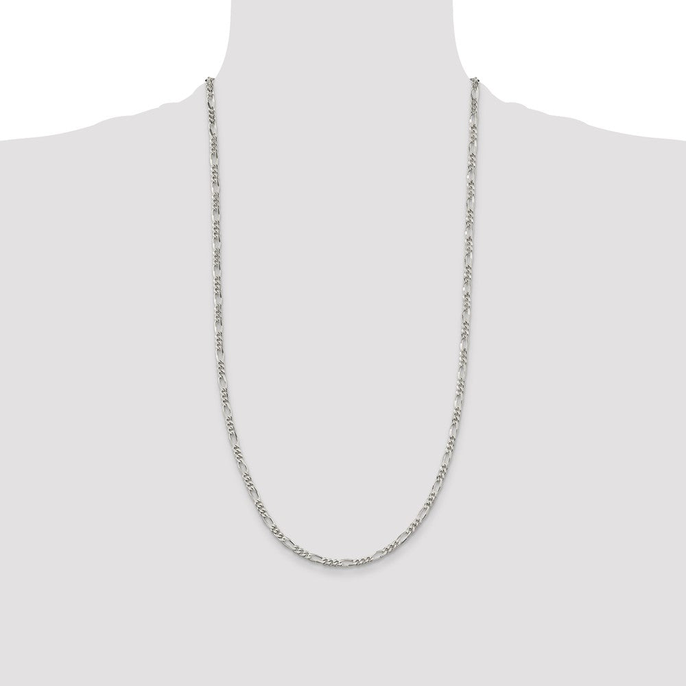 Sterling Silver Rhodium-plated 3.5mm Figaro Chain - Product Photo