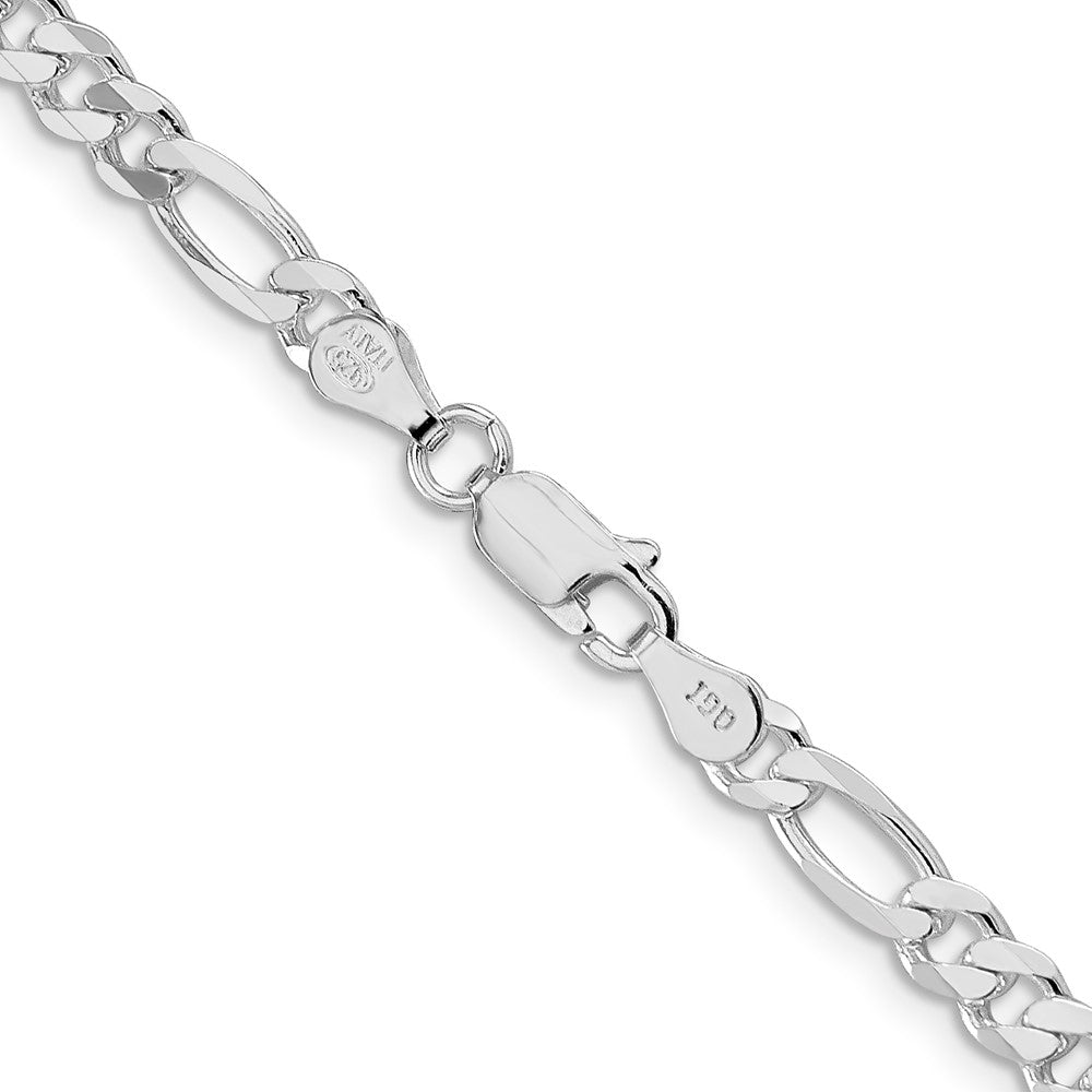 Sterling Silver Rhodium-plated 4.5mm Figaro Chain - Product Photo