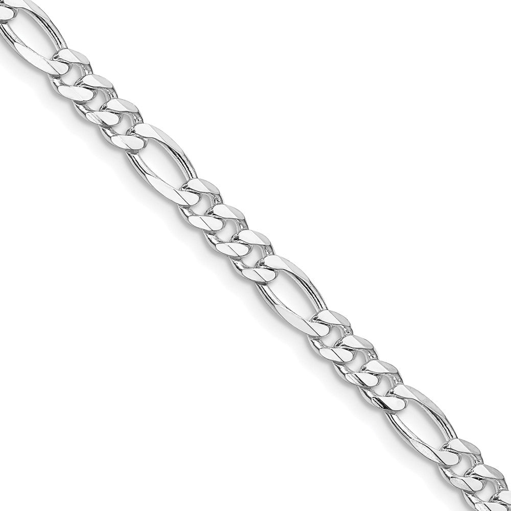 Sterling Silver Rhodium-plated 4.5mm Figaro Chain Necklace 18"-28"