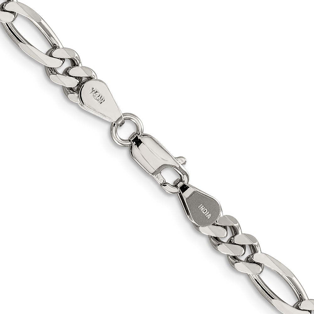 Sterling Silver Rhodium-plated 5.25mm Figaro Chain - Product Photo