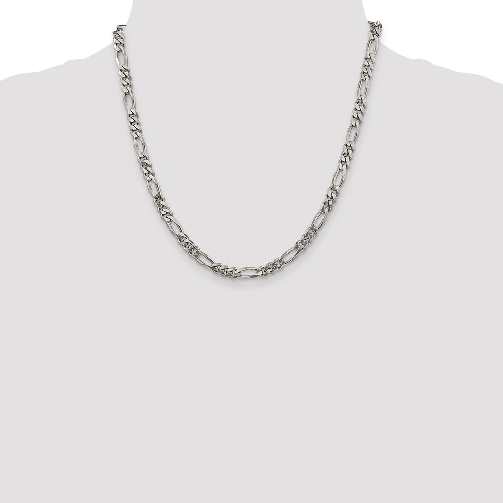 Sterling Silver Rhodium-plated 5.25mm Figaro Chain - Product Photo