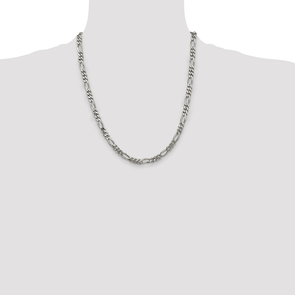Sterling Silver Rhodium-plated 5.25mm Figaro Chain - Product Photo
