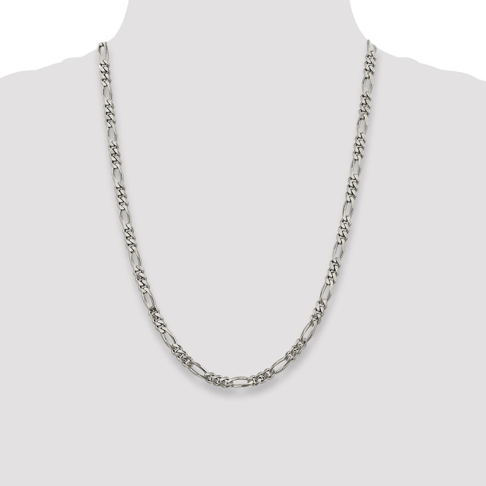 Sterling Silver Rhodium-plated 5.25mm Figaro Chain - Product Photo