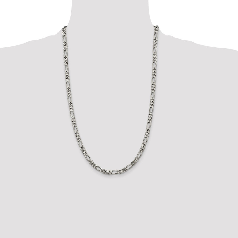 Sterling Silver Rhodium-plated 5.25mm Figaro Chain - Product Photo