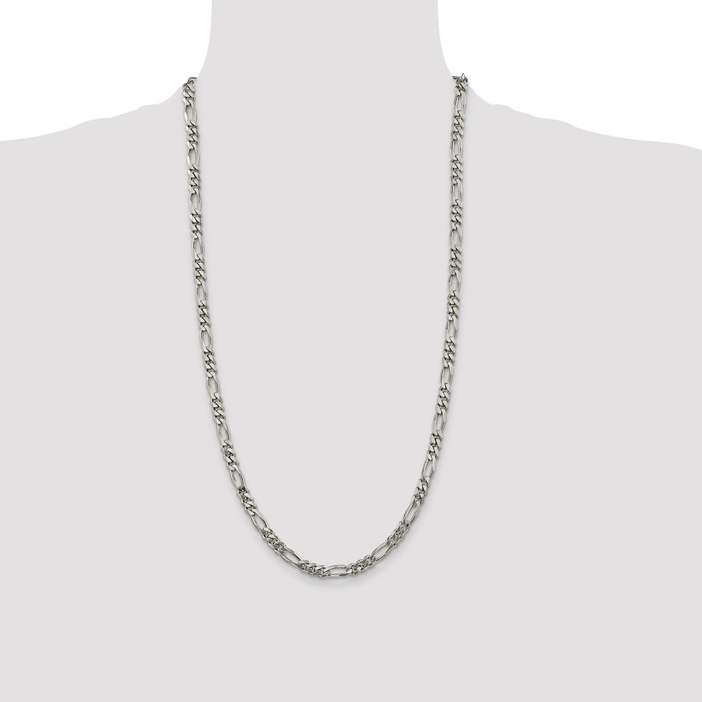 Sterling Silver Rhodium-plated 5.25mm Figaro Chain - Product Photo