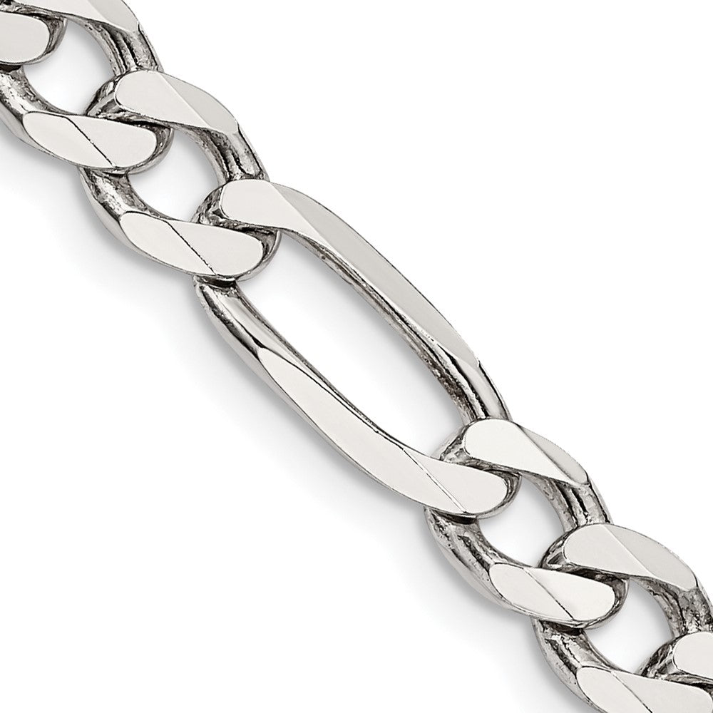 Sterling Silver 6.75mm Figaro Chain Necklace 16"-36"
