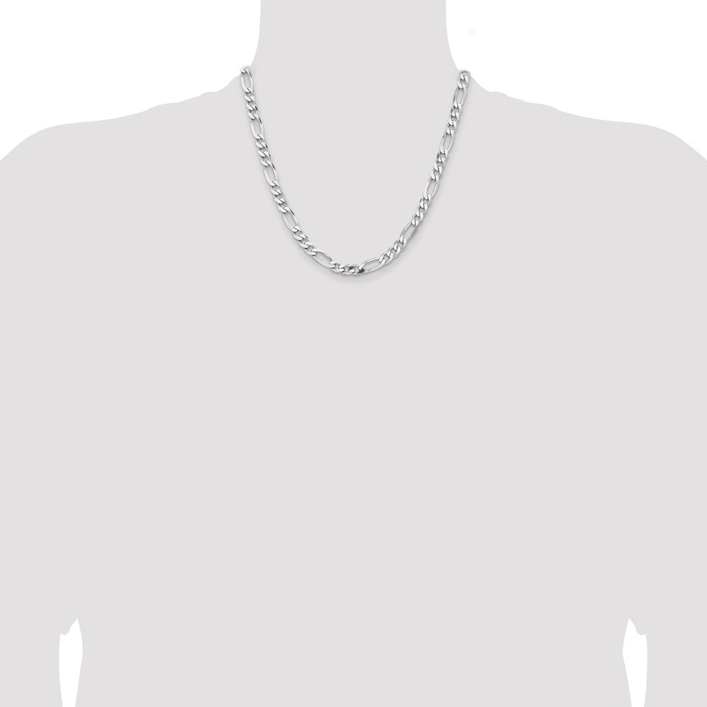 Sterling Silver Rhodium-plated 6.5mm Figaro Chain - Product Photo