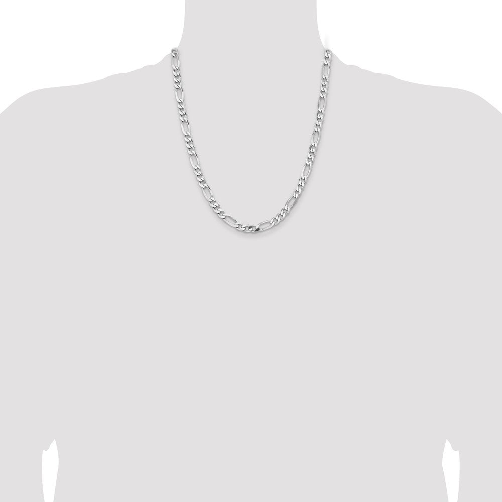 Sterling Silver Rhodium-plated 6.5mm Figaro Chain - Product Photo