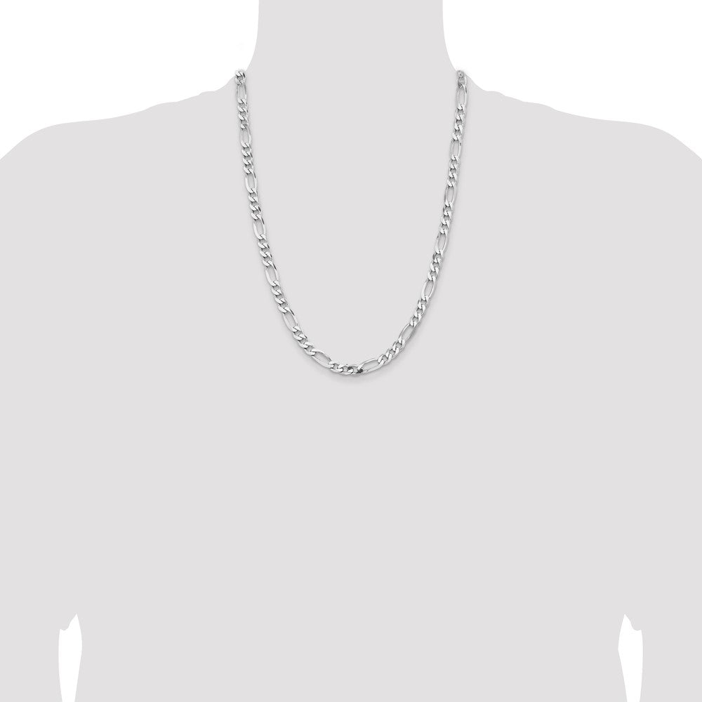Sterling Silver Rhodium-plated 6.5mm Figaro Chain - Product Photo