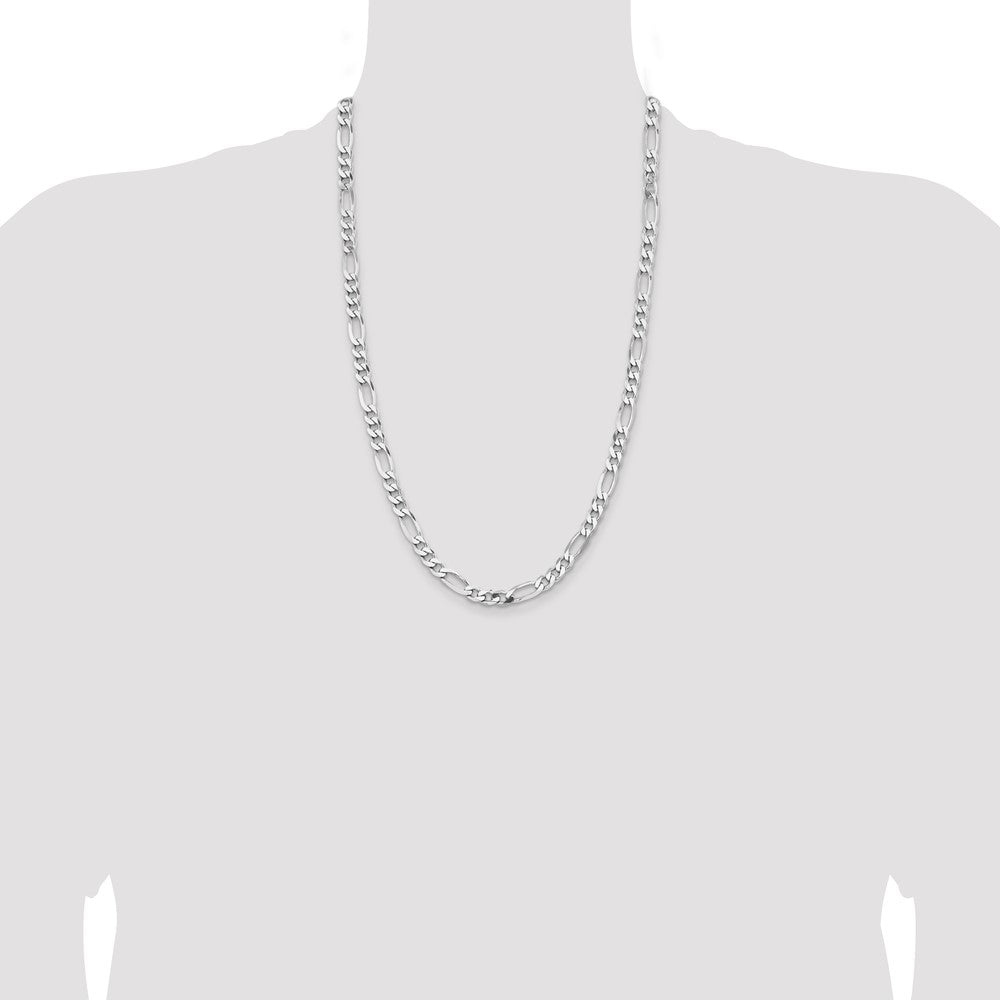 Sterling Silver Rhodium-plated 6.5mm Figaro Chain - Product Photo