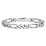 Sterling Silver Rhodium-plated 6.5mm Figaro Chain - Product Photo