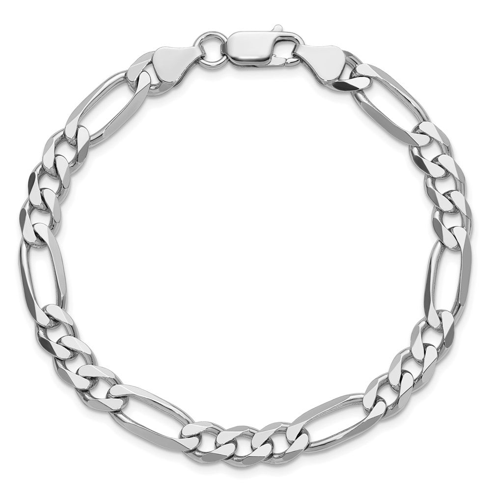 Sterling Silver Rhodium-plated 6.5mm Figaro Chain - Product Photo