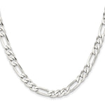 Sterling Silver Rhodium-plated 7.5mm Figaro Chain - Product Photo