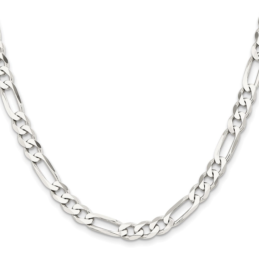 Sterling Silver Rhodium-plated 7.5mm Figaro Chain - Product Photo