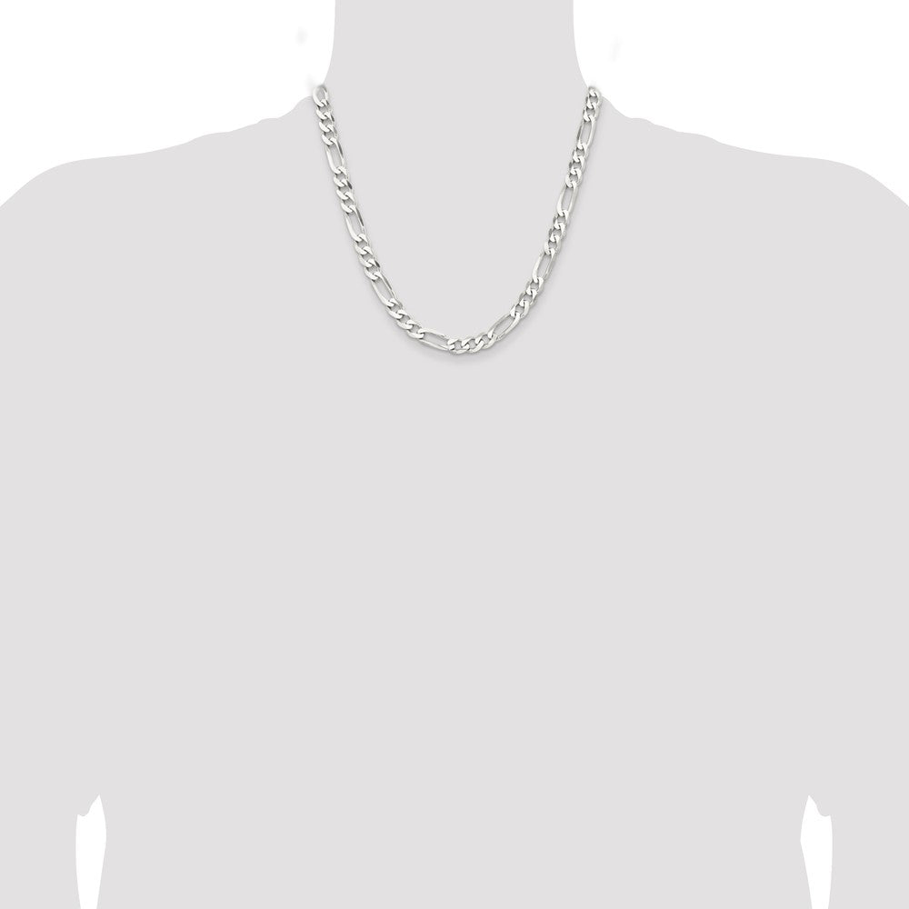 Sterling Silver Rhodium-plated 7.5mm Figaro Chain - Product Photo