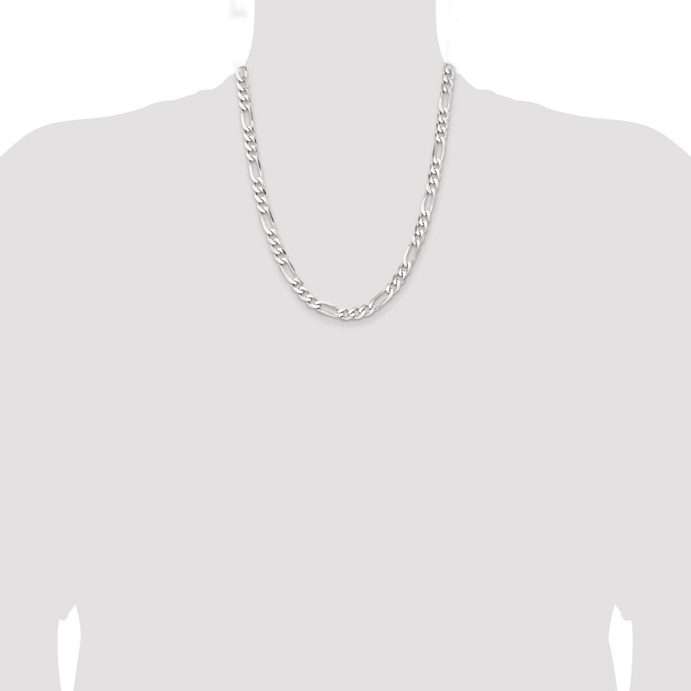 Sterling Silver Rhodium-plated 7.5mm Figaro Chain - Product Photo