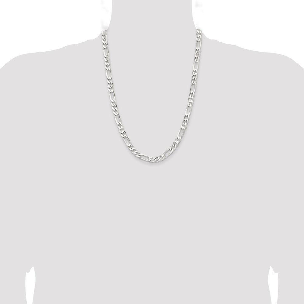 Sterling Silver Rhodium-plated 7.5mm Figaro Chain - Product Photo