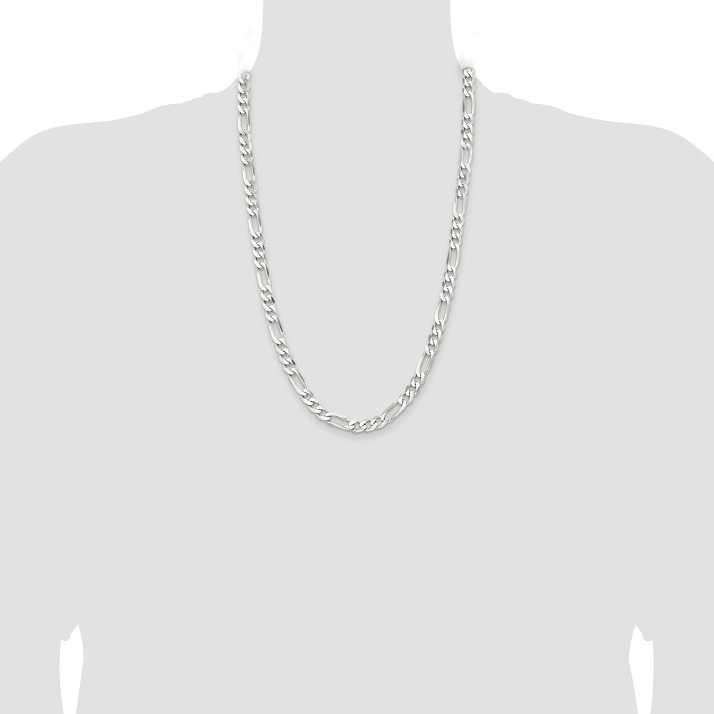 Sterling Silver Rhodium-plated 7.5mm Figaro Chain - Product Photo