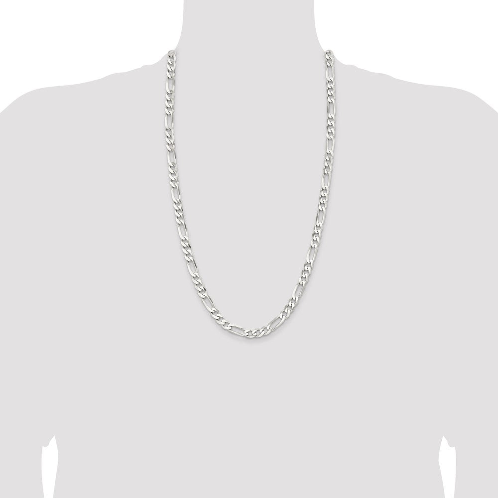 Sterling Silver Rhodium-plated 7.5mm Figaro Chain - Product Photo