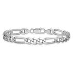 Sterling Silver Rhodium-plated 7.5mm Figaro Chain - Product Photo