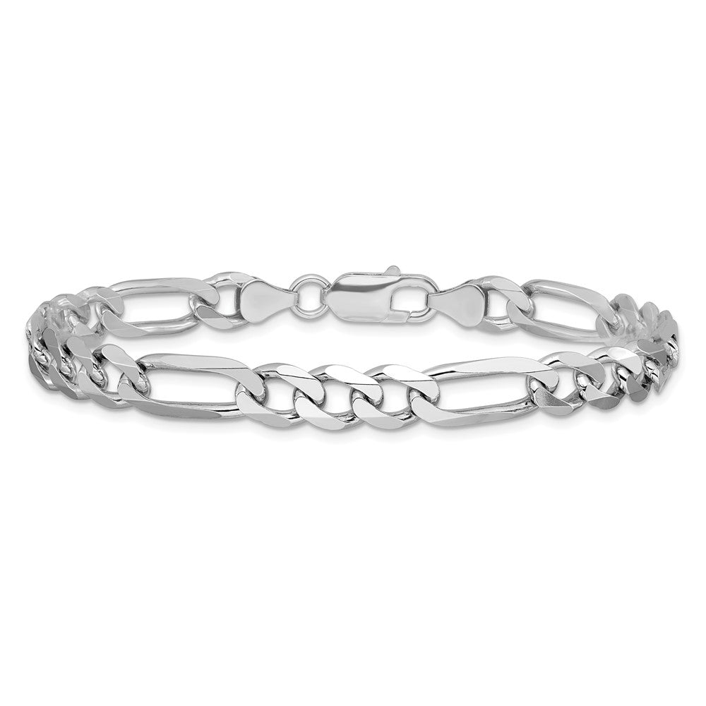 Sterling Silver Rhodium-plated 7.5mm Figaro Chain - Product Photo