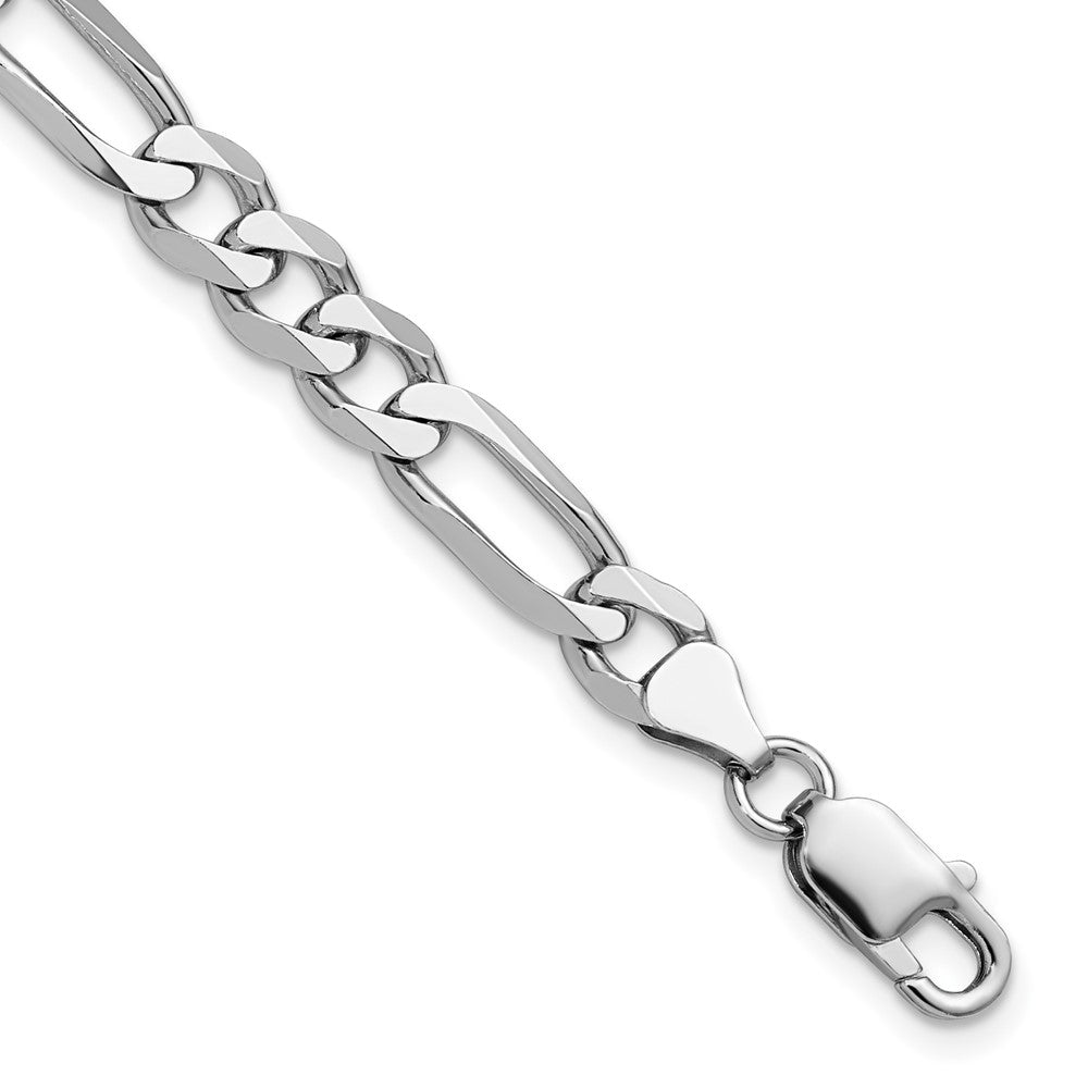 Sterling Silver Rhodium-plated 7.5mm Figaro Chain - Product Photo