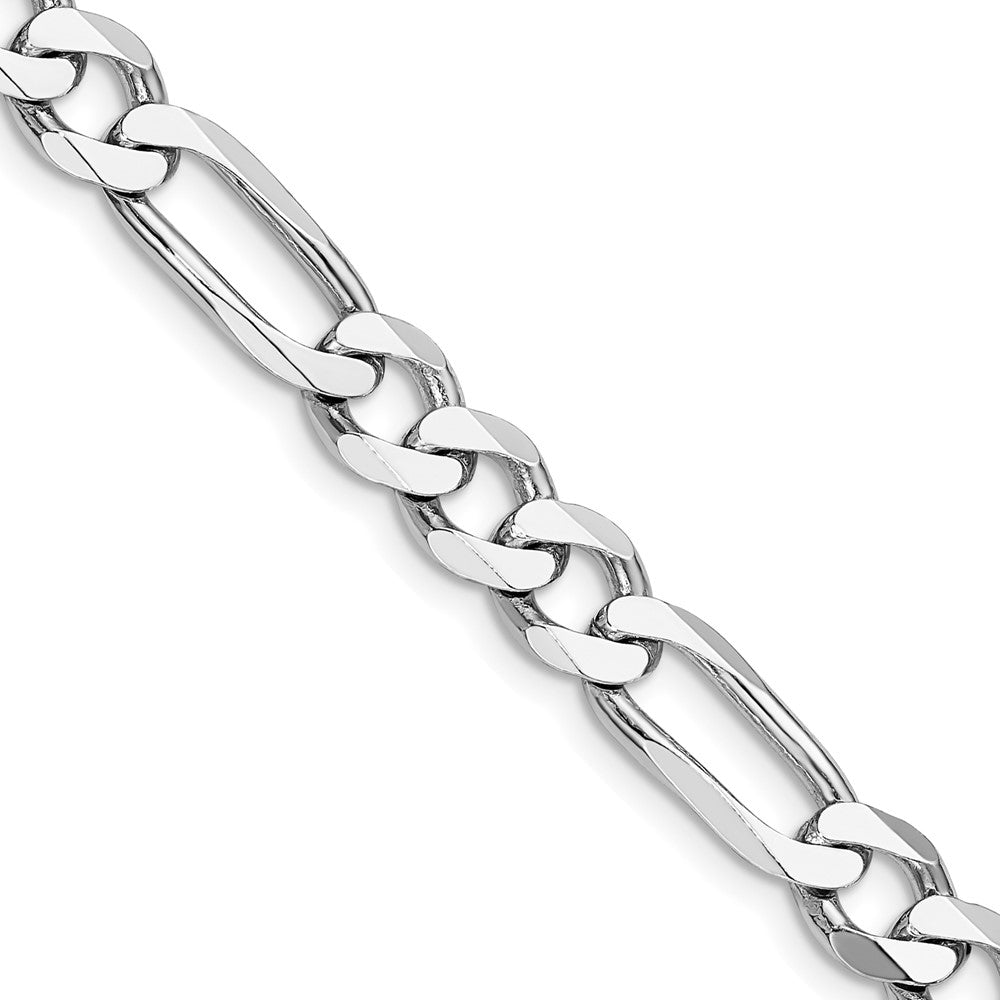 Sterling Silver Rhodium-plated 7.5mm Figaro Chain Necklace 20"-28"
