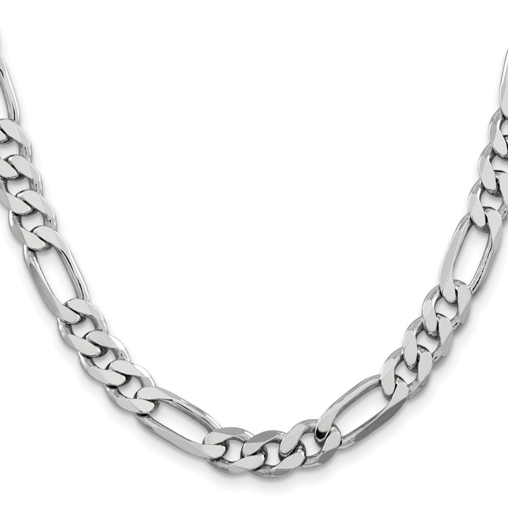 Sterling Silver Rhodium-plated 7.75mm Figaro Chain - Product Photo