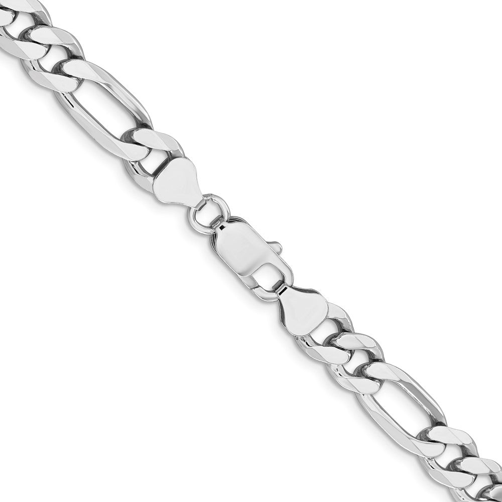 Sterling Silver Rhodium-plated 7.75mm Figaro Chain - Product Photo