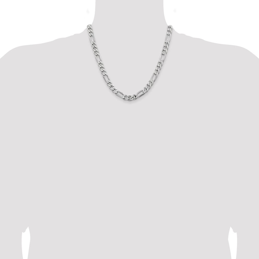 Sterling Silver Rhodium-plated 7.75mm Figaro Chain - Product Photo