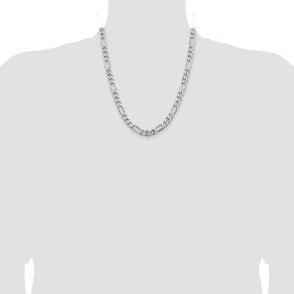 Sterling Silver Rhodium-plated 7.75mm Figaro Chain - Product Photo