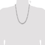 Sterling Silver Rhodium-plated 7.75mm Figaro Chain - Product Photo
